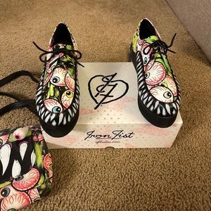 Iron Fist Timmy Chew Eyeball Fang Gothic Shoes Size 8